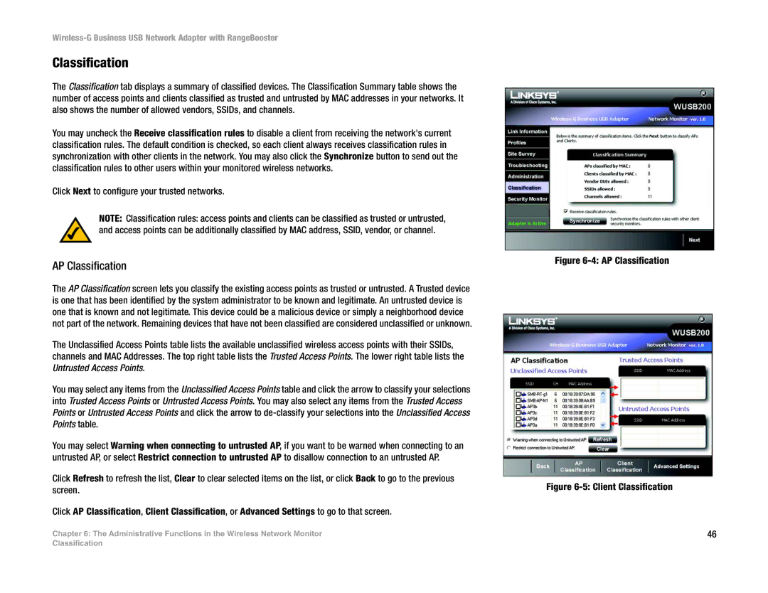 Linksys WUSB200 manual AP Classification 