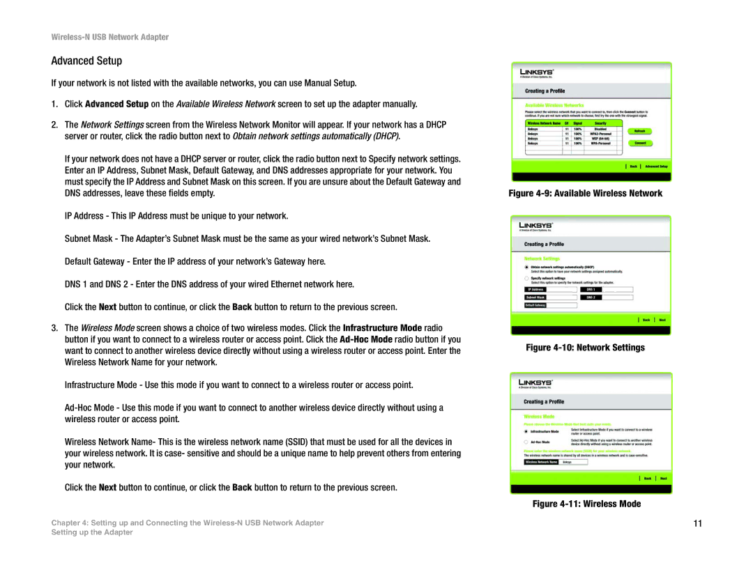 Linksys WUSB300N manual Advanced Setup 