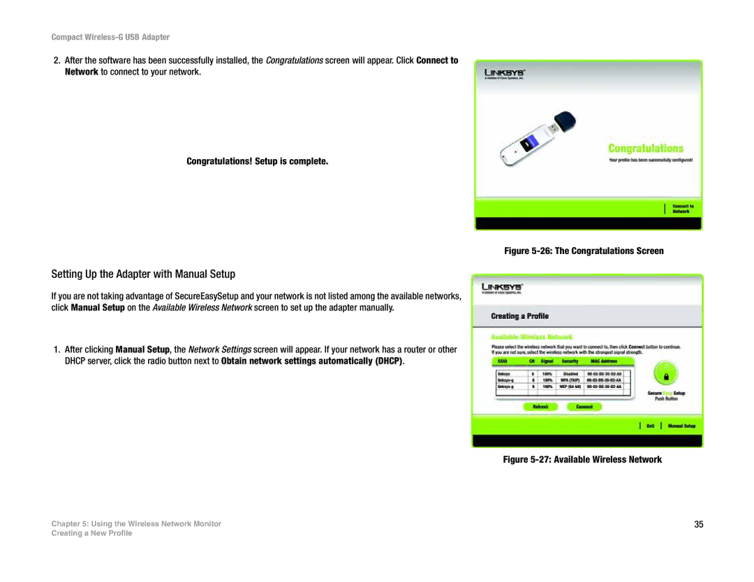 Linksys WUSB54GC manual The Congratulations Screen 