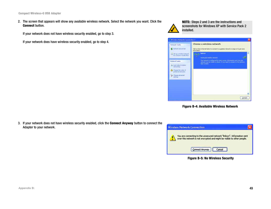 Linksys WUSB54GC manual Figure B-4 Available Wireless Network 