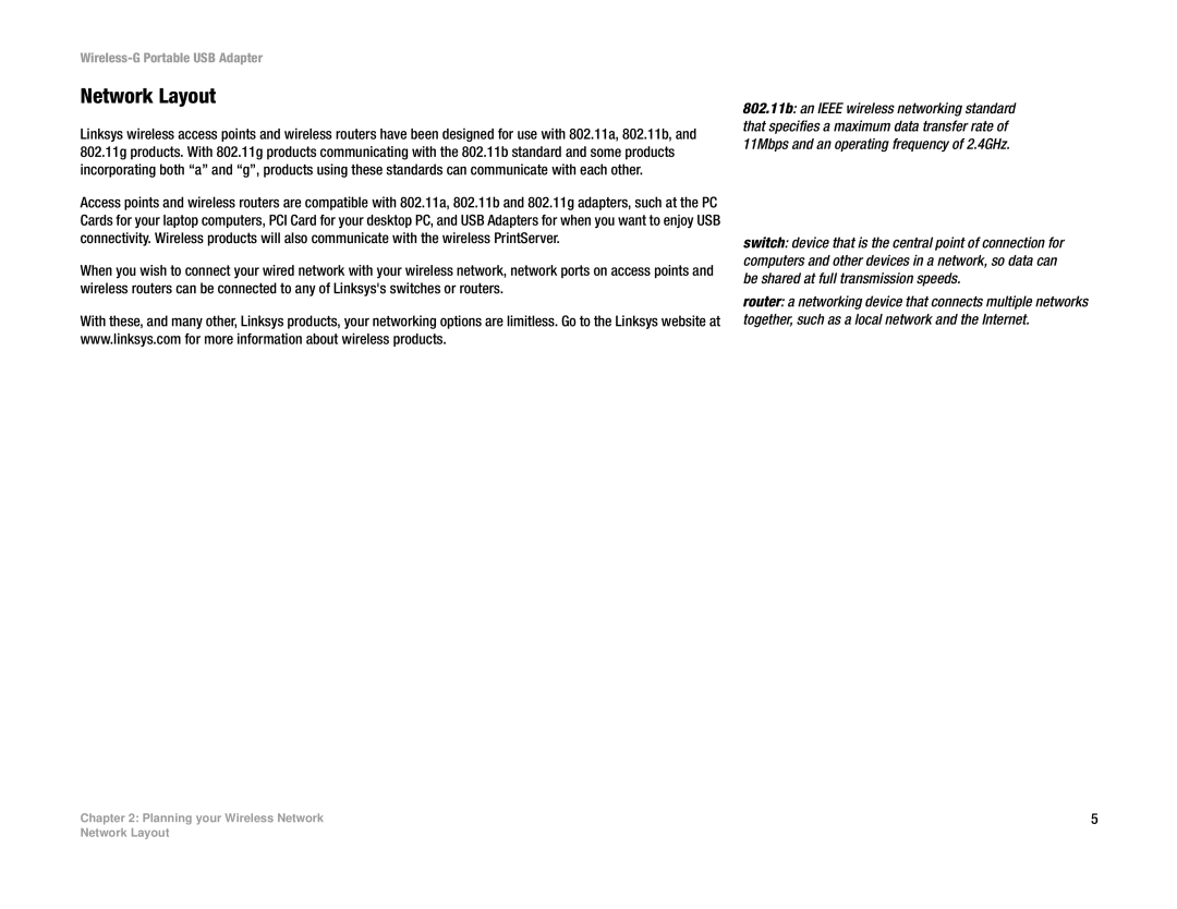 Linksys WUSB54GP manual Network Layout, Planning your Wireless Network 