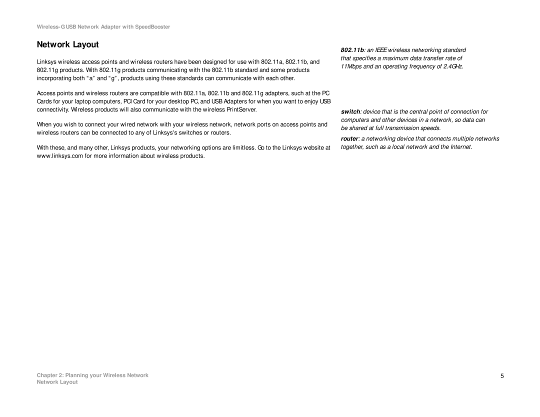 Linksys WUSB54GS manual Network Layout, Planning your Wireless Network 