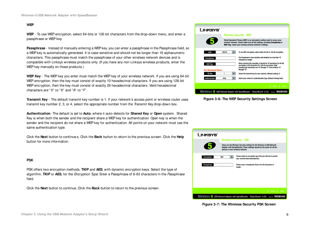Linksys WUSB54GS manual Wep 