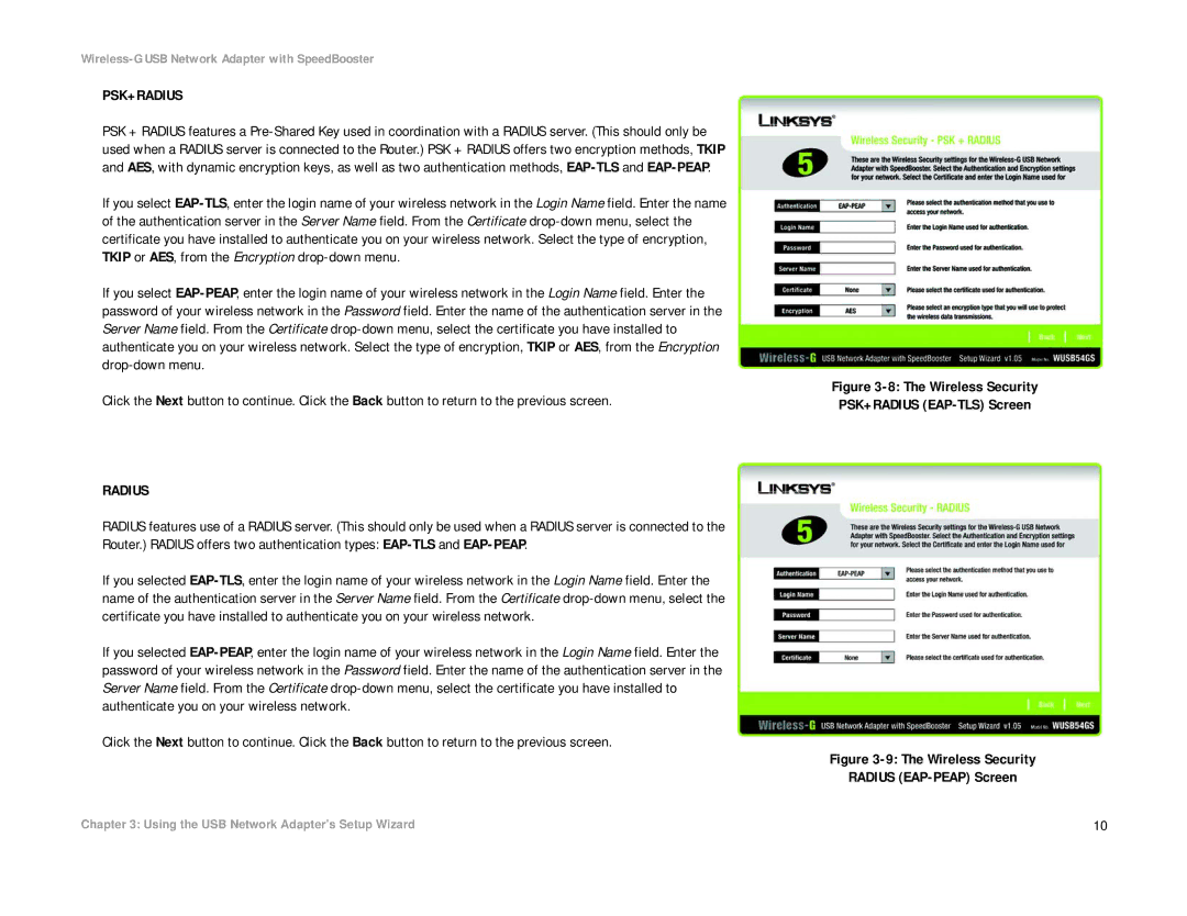 Linksys WUSB54GS manual Psk+Radius 