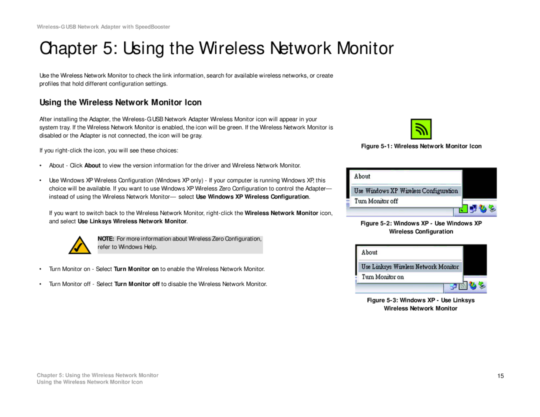 Linksys WUSB54GS manual Using the Wireless Network Monitor Icon 