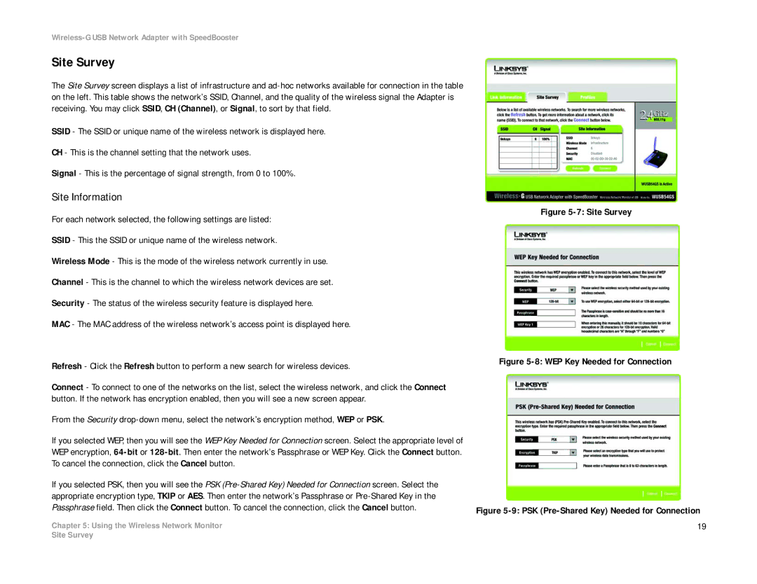 Linksys WUSB54GS manual Site Survey, Site Information 