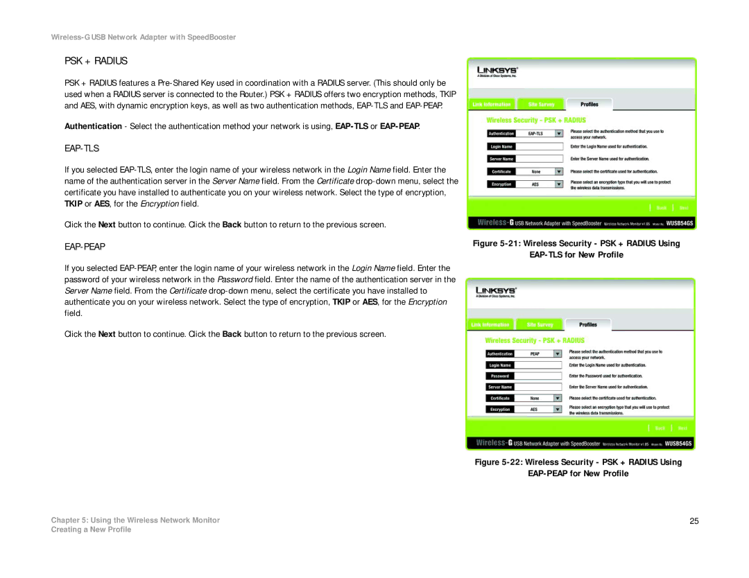 Linksys WUSB54GS manual PSK + Radius, Eap-Tls 