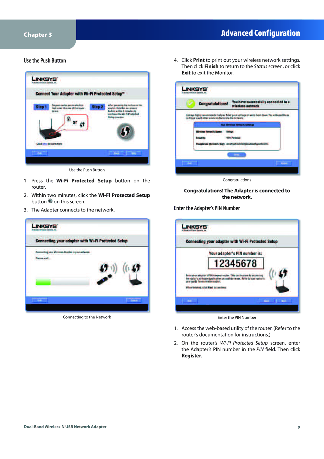 Linksys WUSB600N (EU) manual Exit to exit the Monitor 