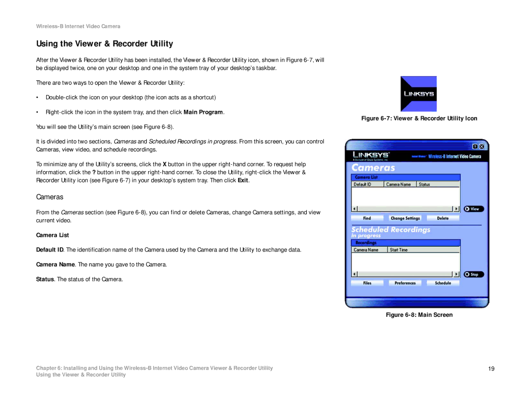 Linksys WVC11B manual Using the Viewer & Recorder Utility, Cameras 