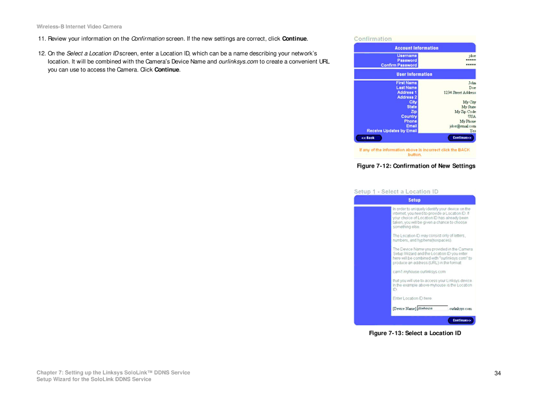 Linksys WVC11B manual Confirmation of New Settings 