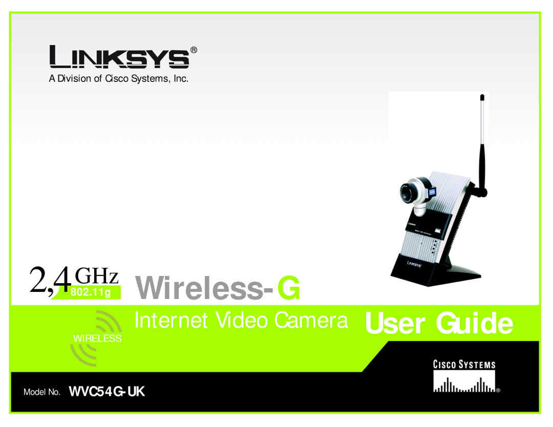 Linksys WVC54G-UK manual GHz .11g Wireless- G 