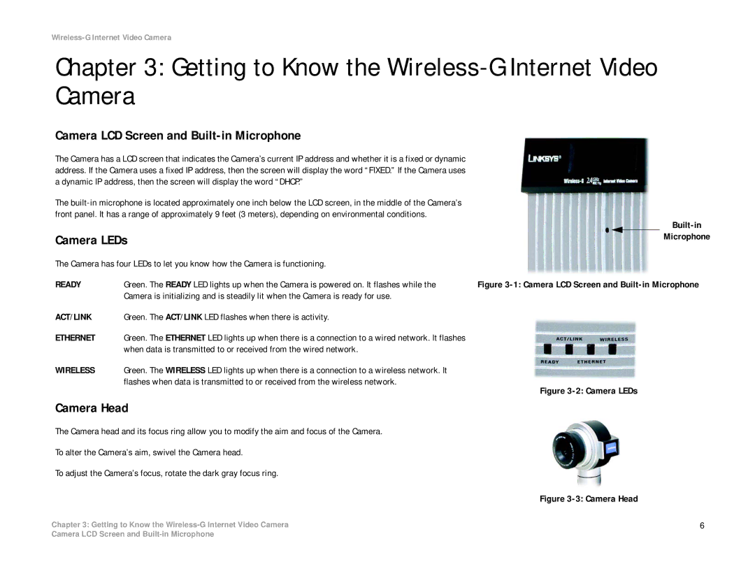 Linksys WVC54G manual Getting to Know the Wireless-G Internet Video Camera, Ready 