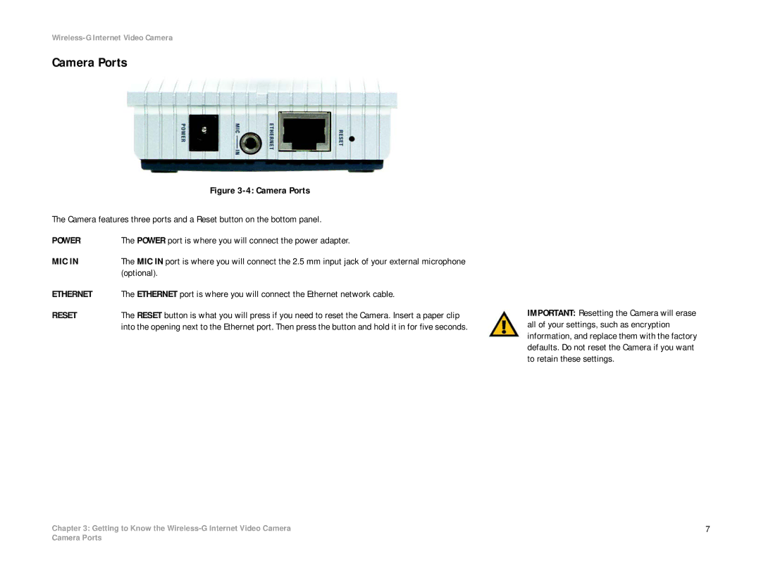 Linksys WVC54G manual Power 