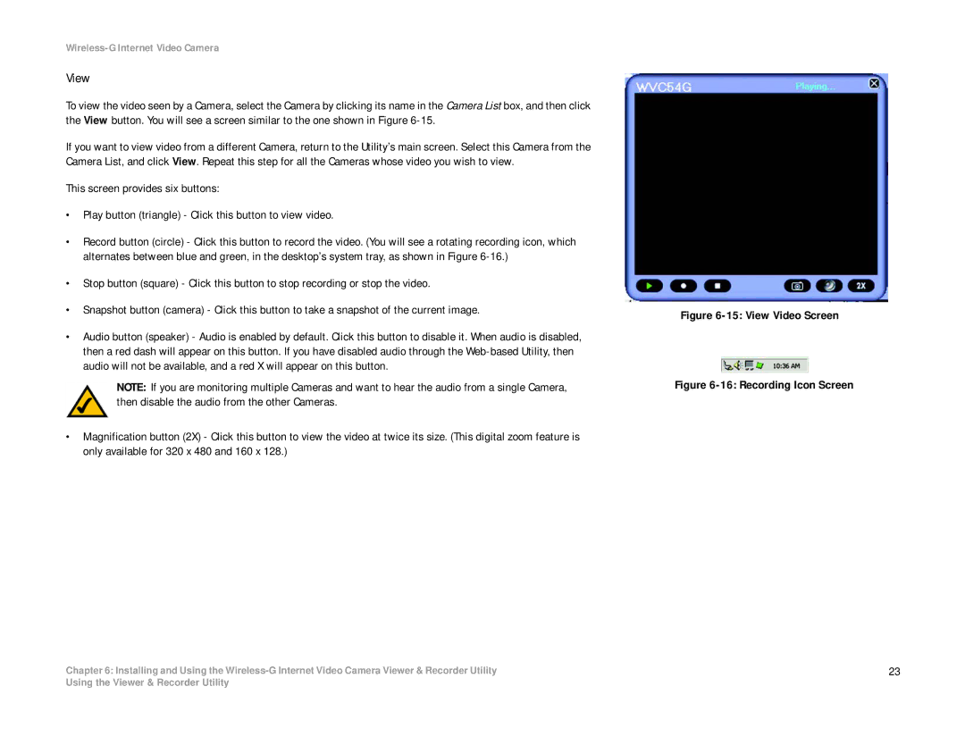 Linksys WVC54G manual View Video Screen 