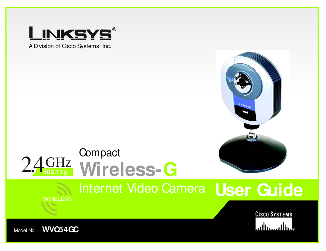 Linksys WVC54GC manual GHz .11g Wireless- G 