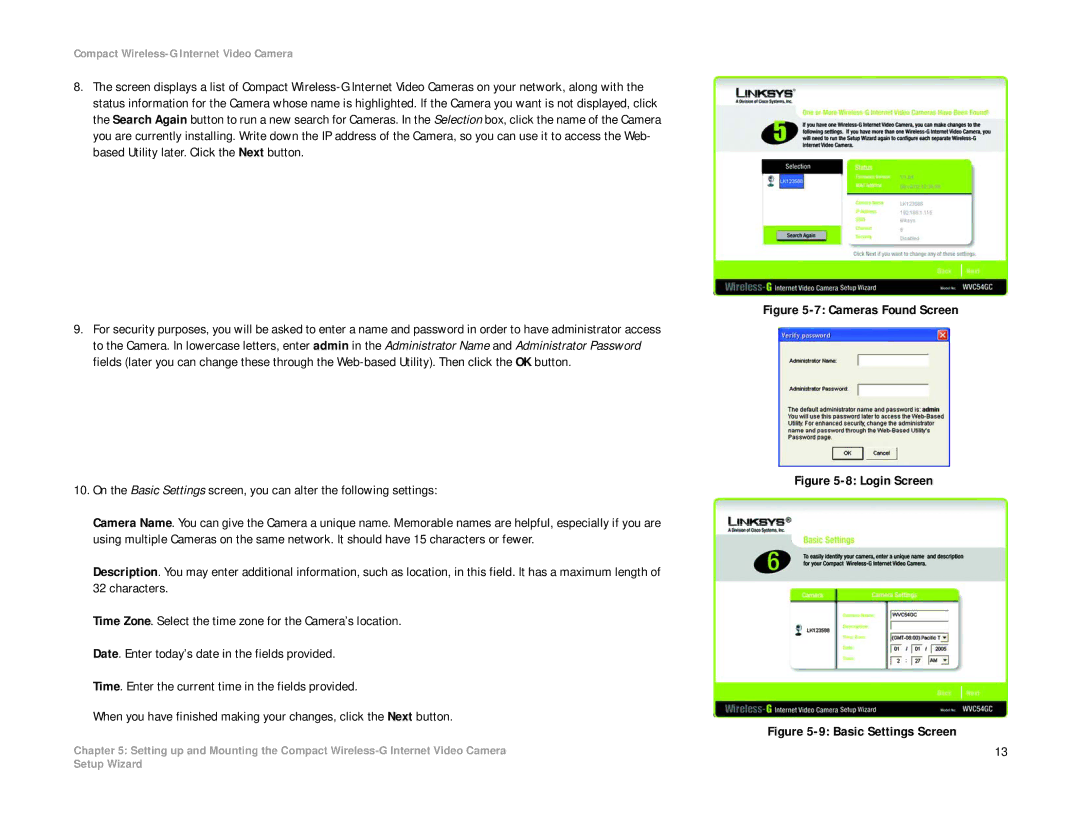 Linksys WVC54GC manual Cameras Found Screen 