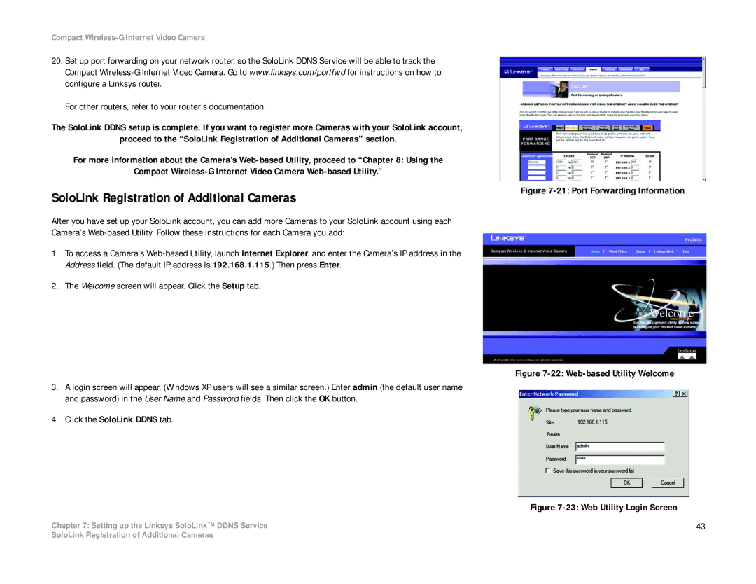 Linksys WVC54GC manual SoloLink Registration of Additional Cameras, Click the SoloLink Ddns tab 