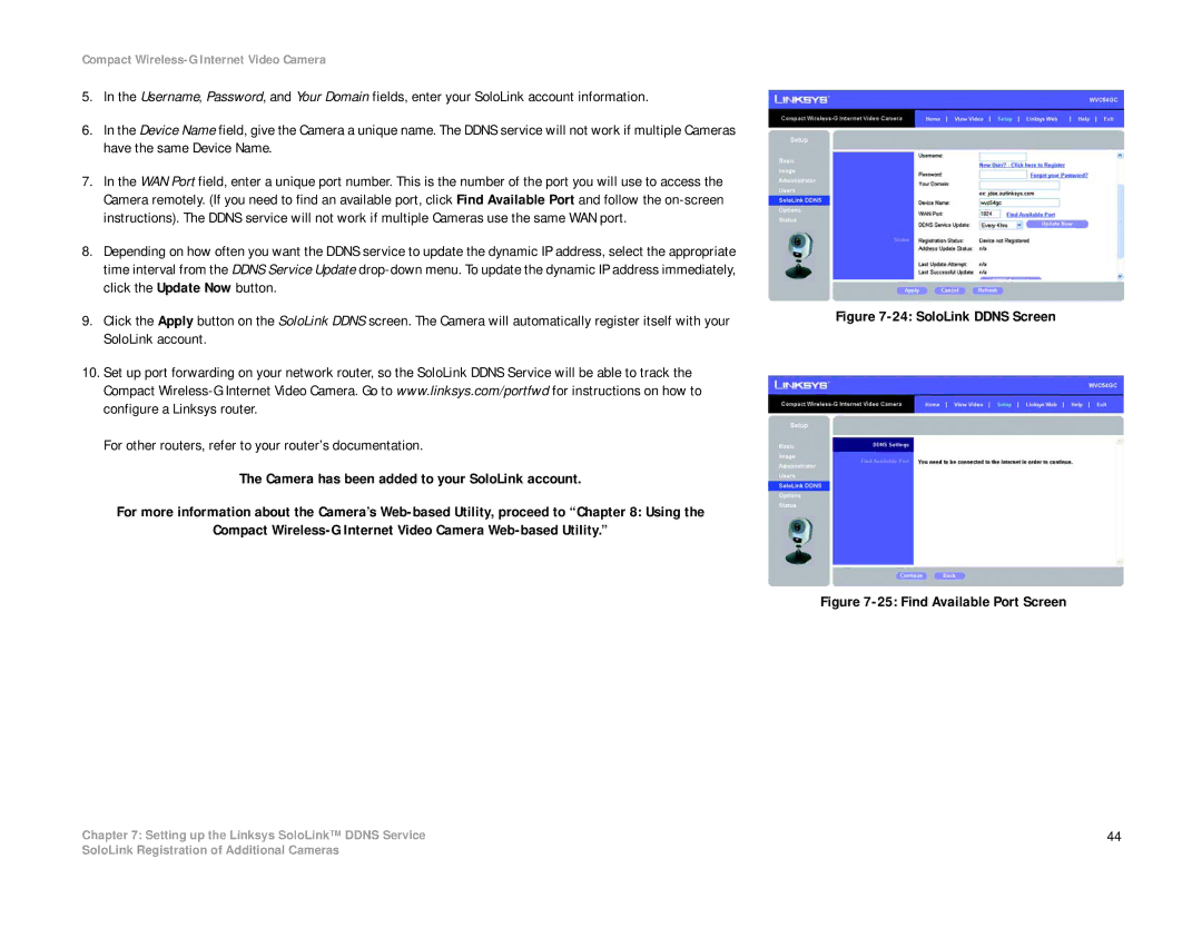 Linksys WVC54GC manual SoloLink Ddns Screen 