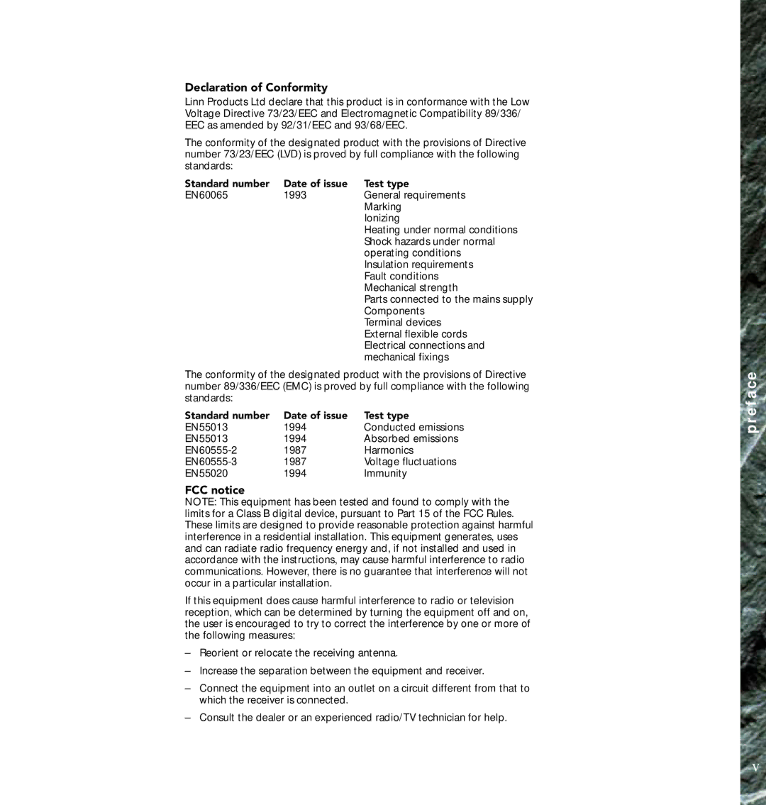 Linn AV Loudspeaker manual Declaration of Conformity 