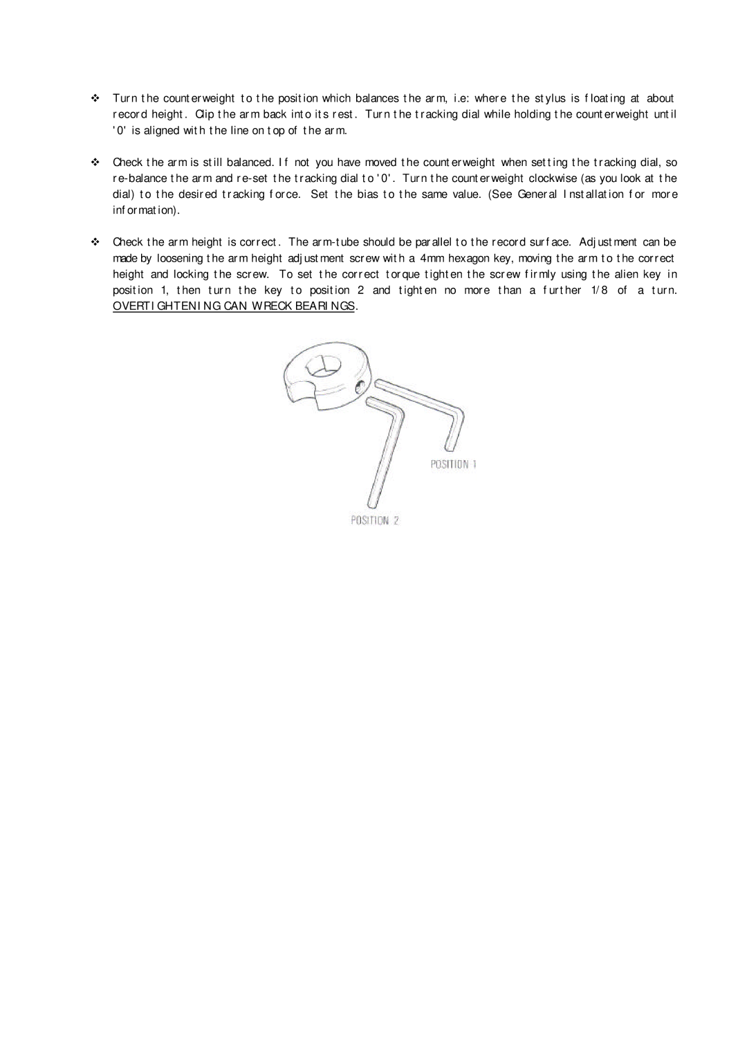 Linn BASIK manual Overtightening can Wreck Bearings 