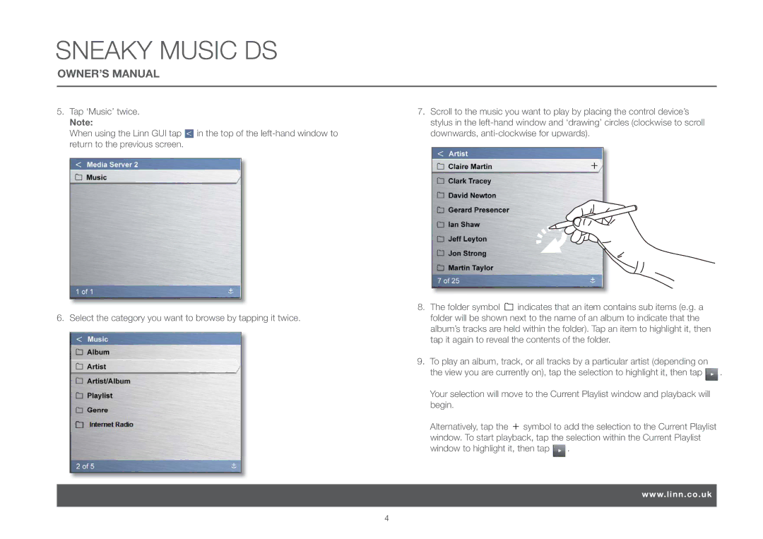 Linn owner manual Sneaky Music DS 