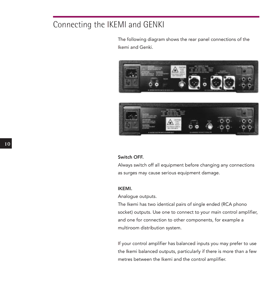 Linn IKEMI & GENKI owner manual Connecting the Ikemi and Genki 