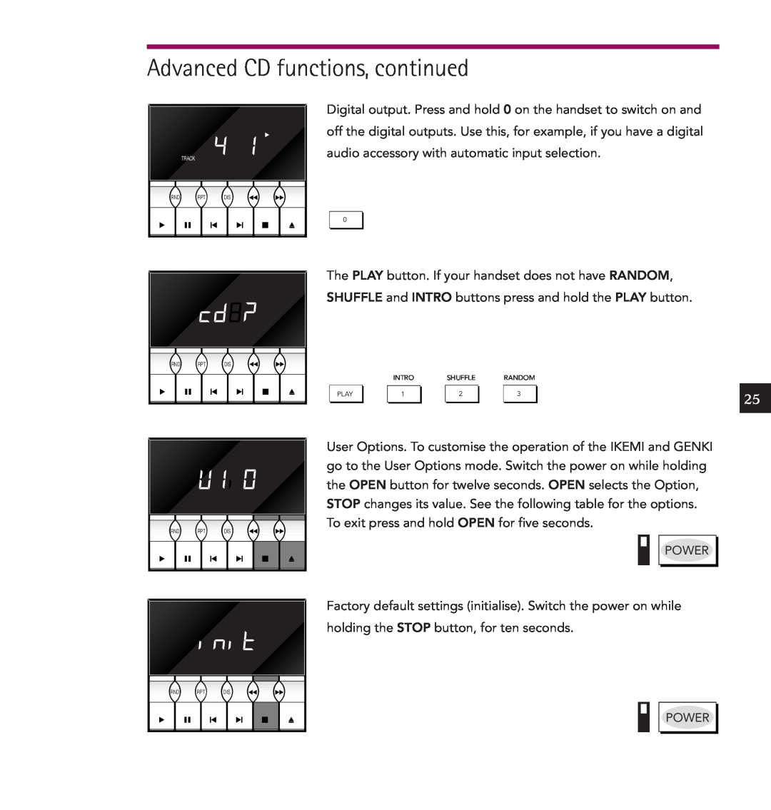 Linn IKEMI & GENKI owner manual Advanced CD functions, continued, cd8?, U1i0, init 
