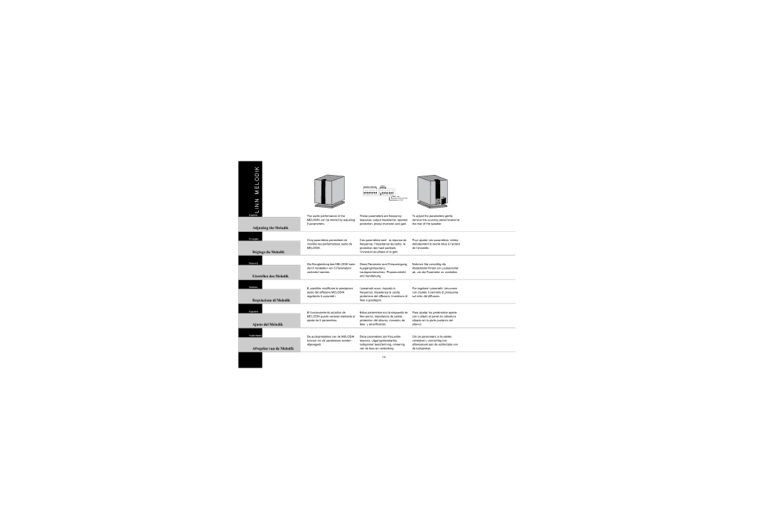 Linn Linn Melodik owner manual Adjusting the Melodik, Réglage du Melodik, Einstellen des Melodik, Regolazione di Melodik 