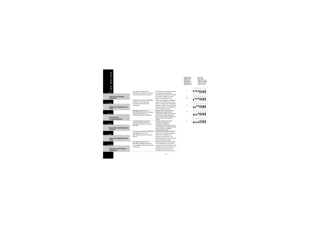 Linn Linn Melodik Adjusting the Output Impedance, Réglage de l’impédance de sortie, Einstellen der Ausgangsimpedanz 