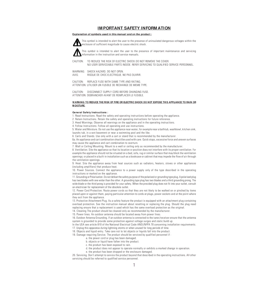 Linn LS500 owner manual Important Safety Information 