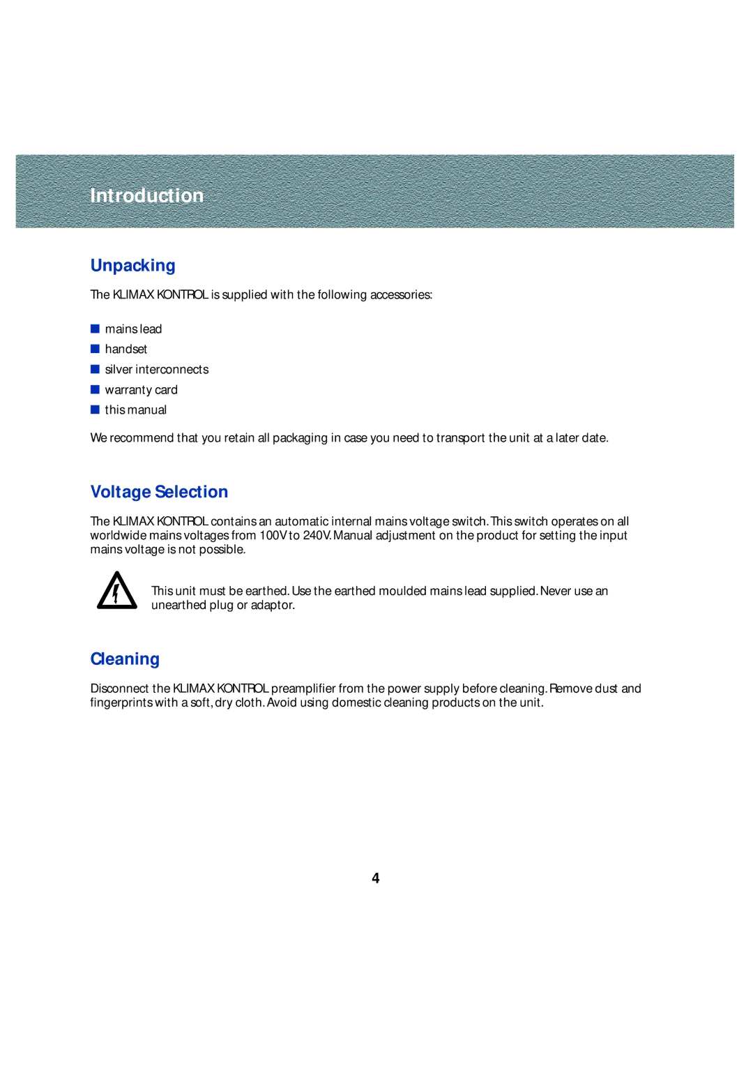 Linn Stereo Pre-Amplifier owner manual Unpacking 