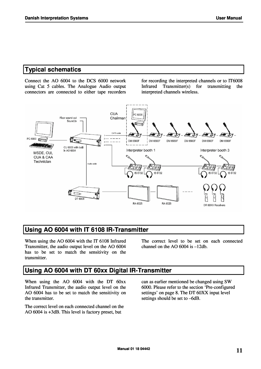 Listen Technologies user manual Typical schematics, Using AO 6004 with IT 6108 IR-Transmitter 