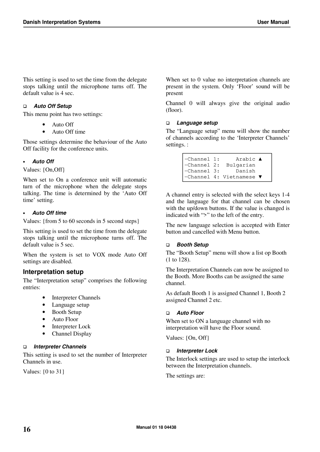 Listen Technologies CU 6005, CU 6011, CU 6010 user manual Interpretation setup 