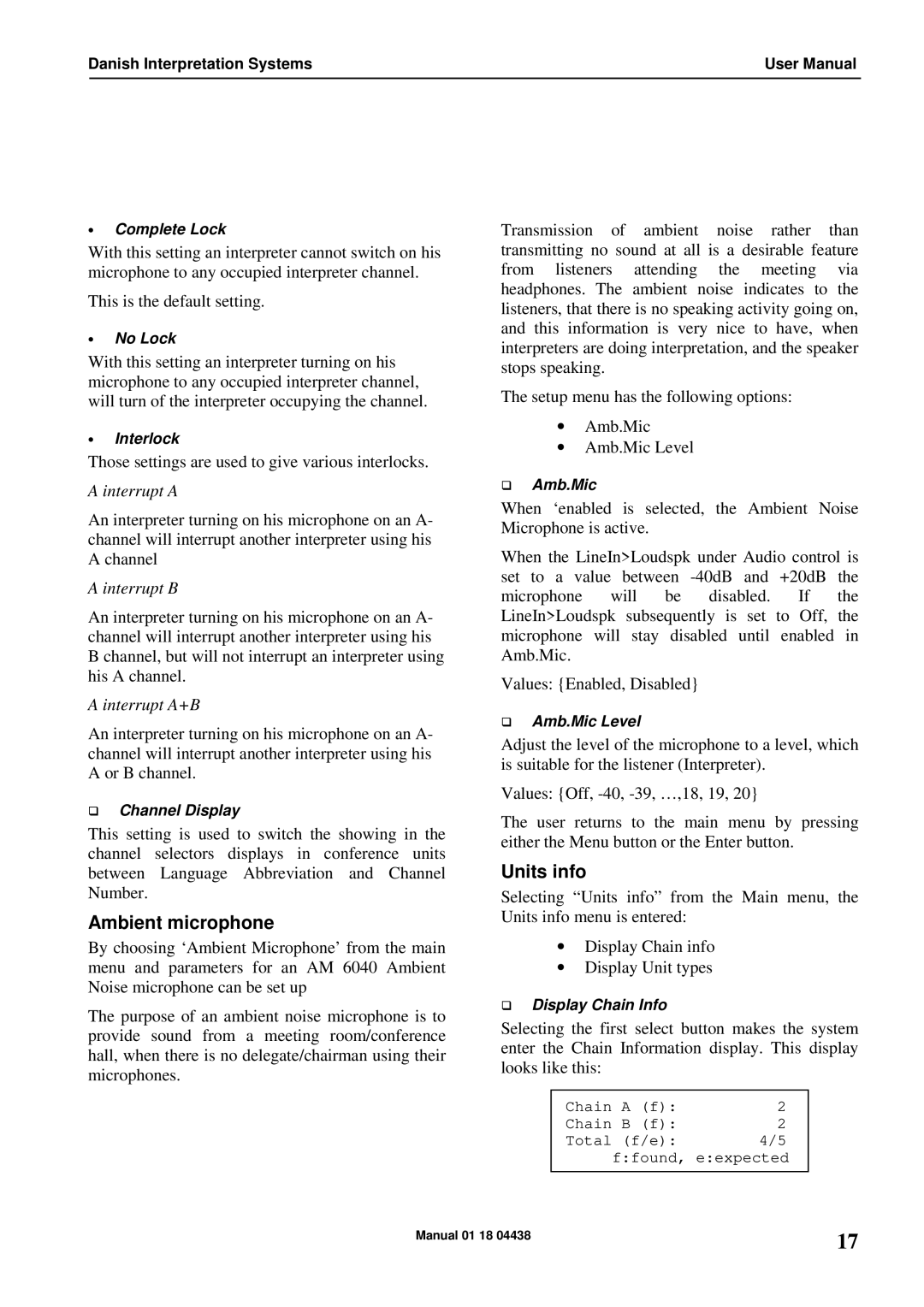 Listen Technologies CU 6010, CU 6011, CU 6005 user manual Ambient microphone, Units info 