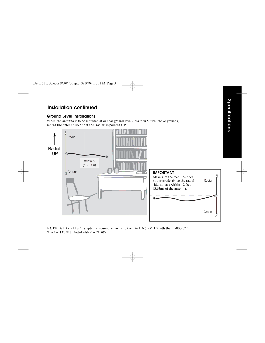 Listen Technologies LA-117, LA-116 user manual Ground Level Installations 