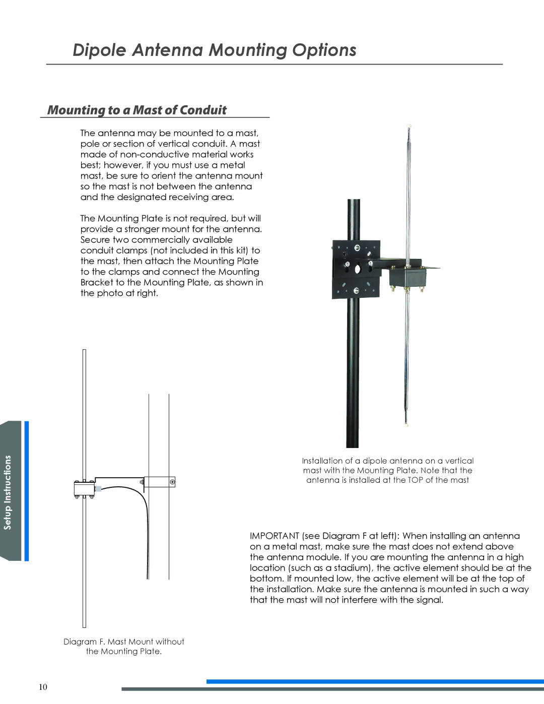 Listen Technologies LA-122 manual Mounting to a Mast of Conduit 