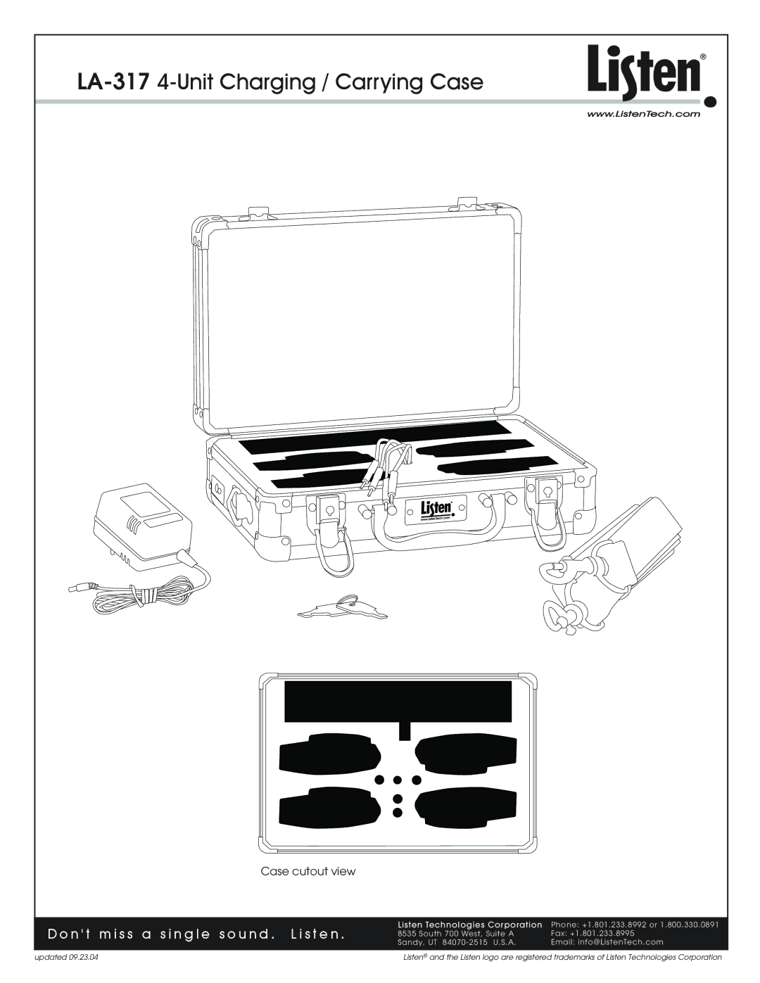 Listen Technologies manual LA-317 4-Unit Charging / Carrying Case, N t S s N g l e U n d . L i s t e n 