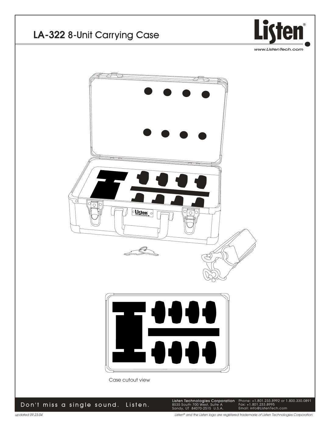 Listen Technologies manual LA-322 8-Unit Carrying Case, N t m i s s a s i n g l e s o u n d . L i s t e n 