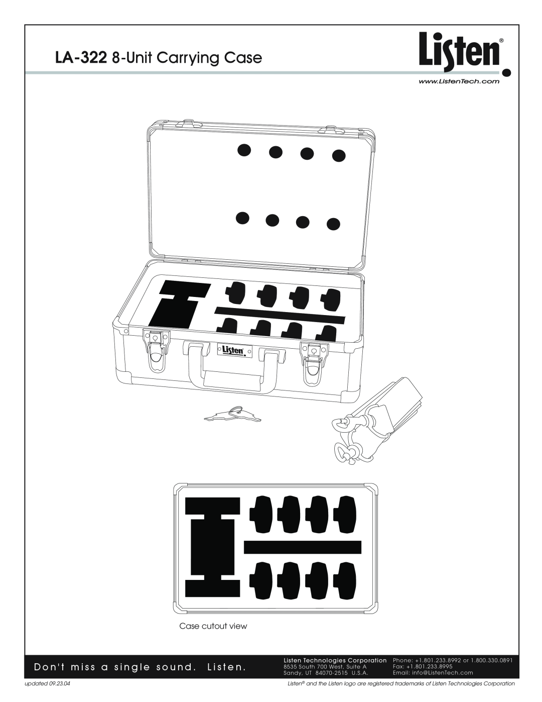 Listen Technologies manual LA-322 8-Unit Carrying Case, D o n t m i s s a s i n g l e s o u n d . L i s t e n, updated 