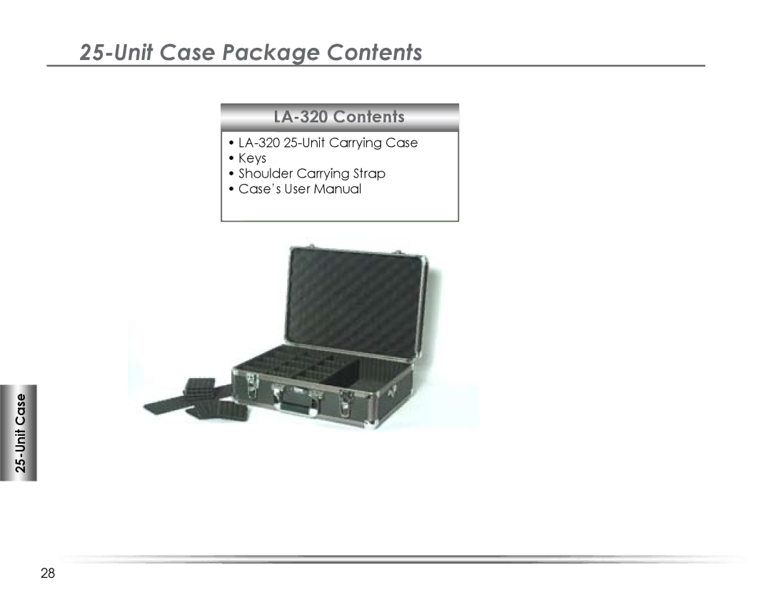 Listen Technologies LA-321, LA-325, LA-324, LA-323, LA-311 manual Unit Case Package Contents, LA-320 Contents 