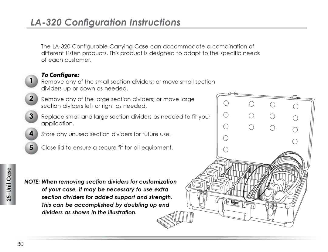 Listen Technologies LA-311, LA-325, LA-324, LA-321, LA-323 manual LA-320 Conﬁguration Instructions, To Configure 