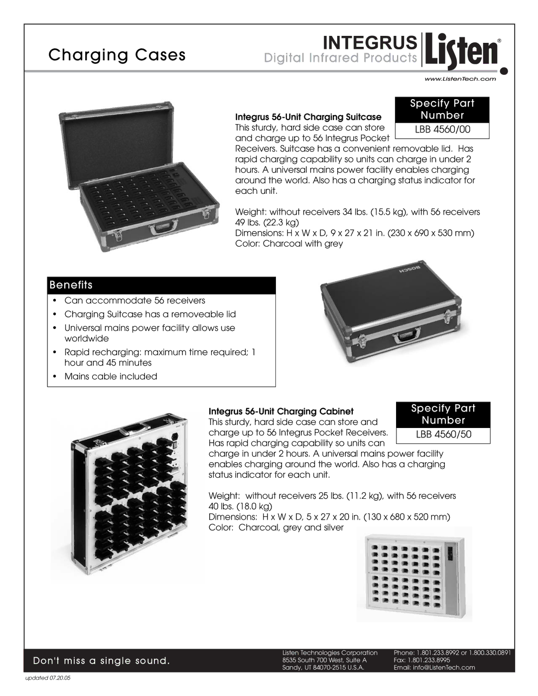 Listen Technologies LA-333, LA-332, LA-331 dimensions Charging Cases, Benefits, Dont miss a single sound 