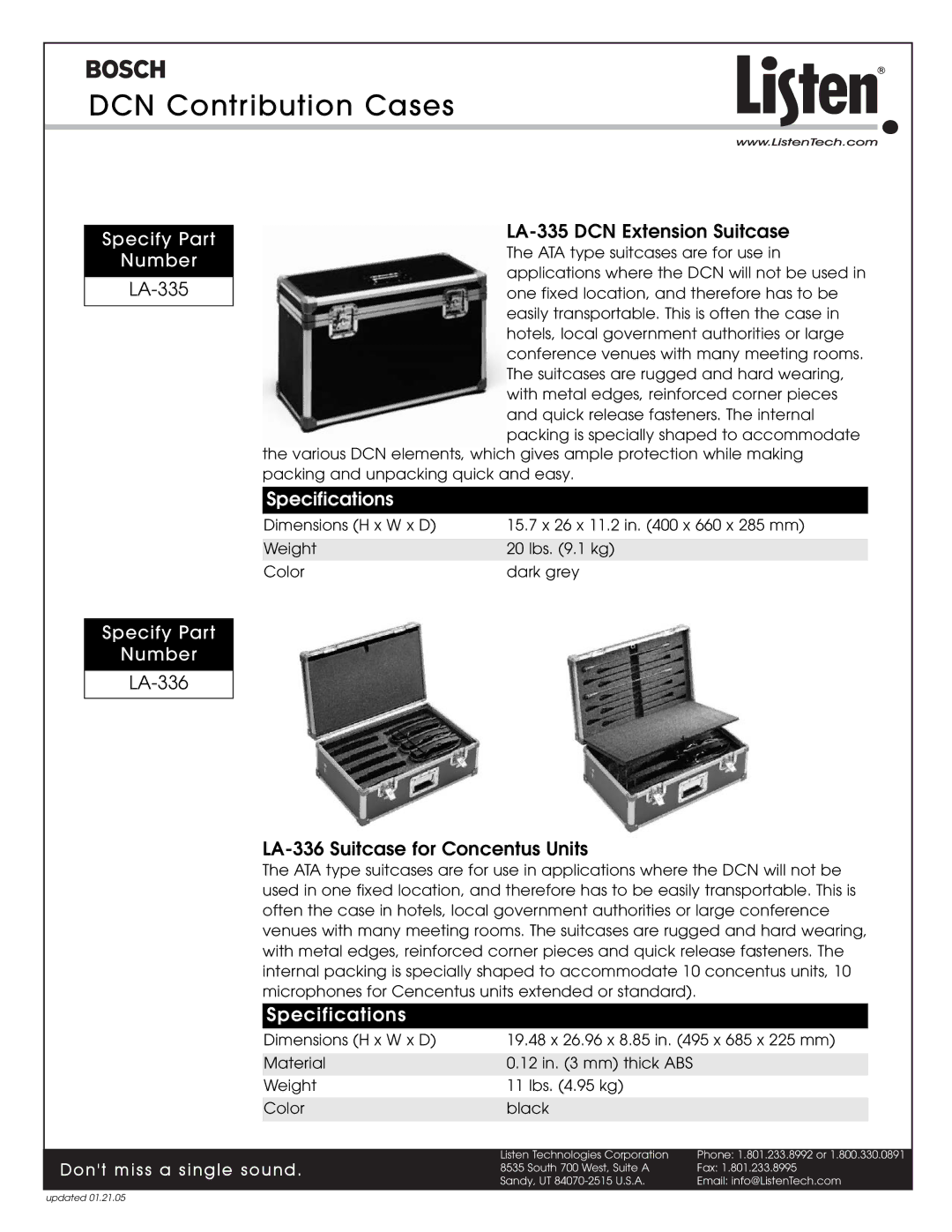 Listen Technologies LA-334 LA-335 LA-335 DCN Extension Suitcase, LA-336 LA-336 Suitcase for Concentus Units 