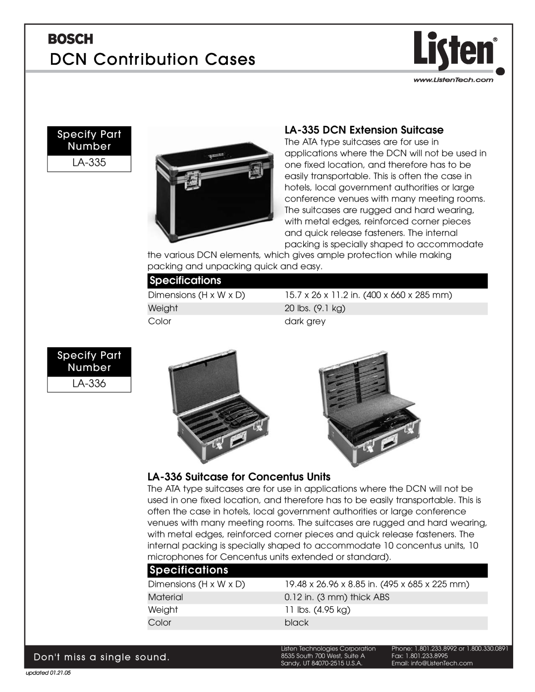 Listen Technologies LBB 3508, LBB 3504 DCN Contribution Cases, LA-335 DCN Extension Suitcase, Dont miss a single sound 