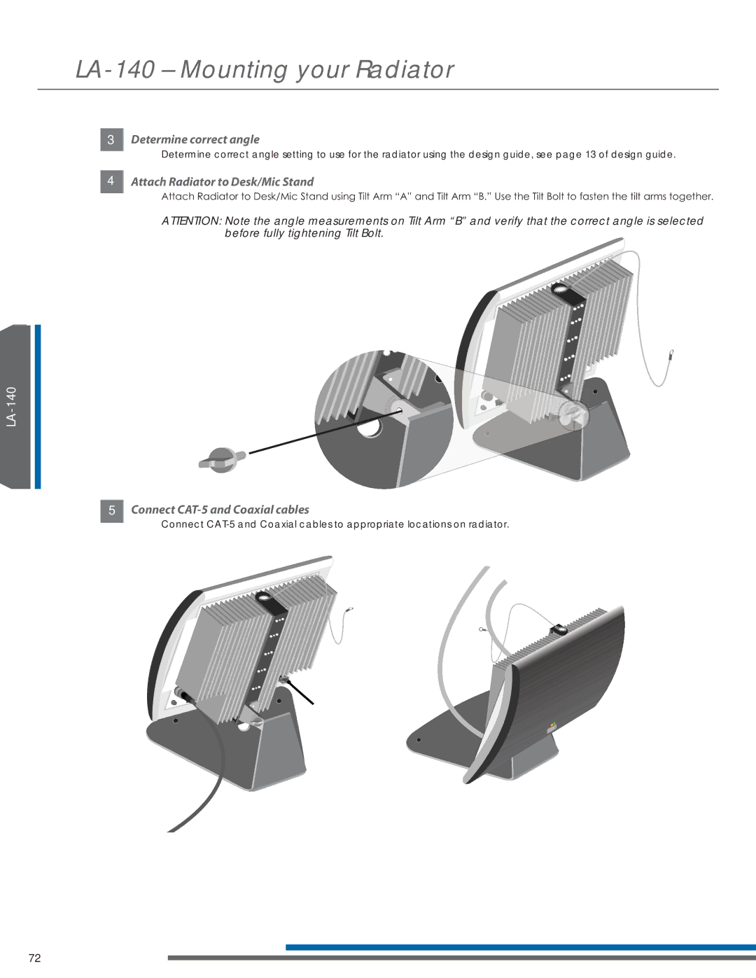 Listen Technologies LA-350, LR-42, LR-44, LA-351, LT-82LA Attach Radiator to Desk/Mic Stand, DesignLALALT---140140Guide82 