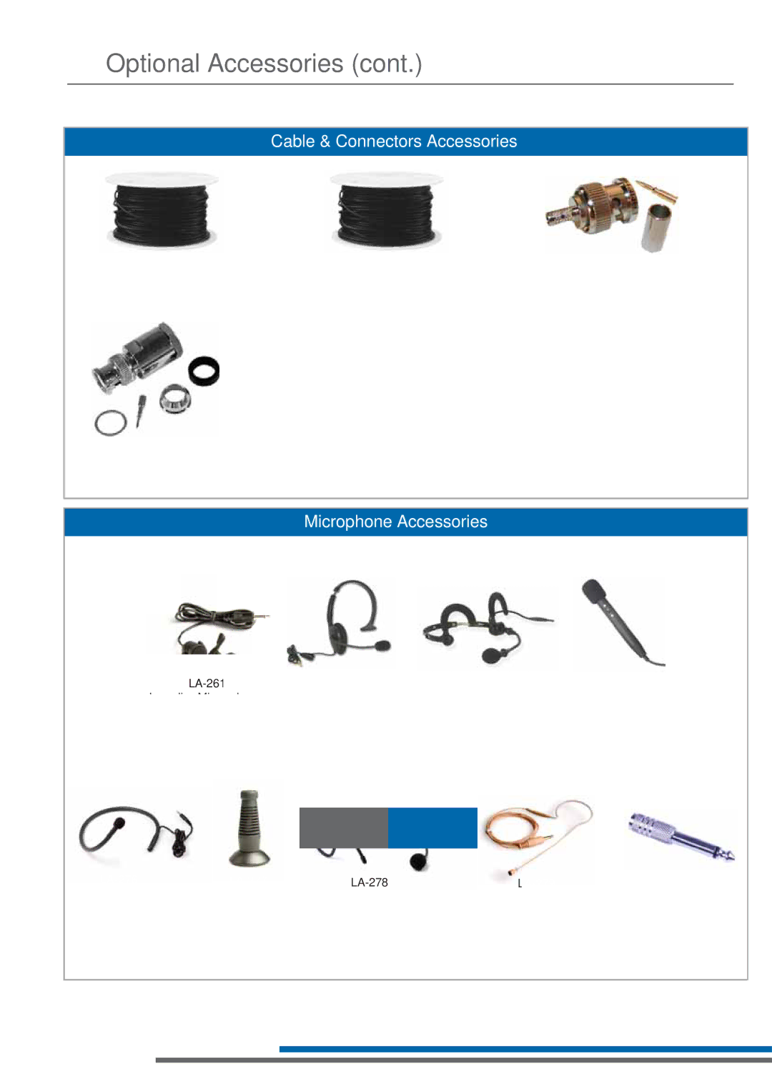 Listen Technologies LT-800-150 manual Cable & Connectors Accessories, Microphone Accessories 