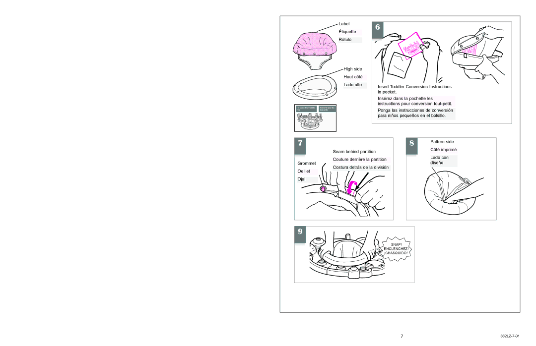 Little Tikes 662LZ-7-01 manual Label Étiquette Rótulo High side Haut côté Lado alto 