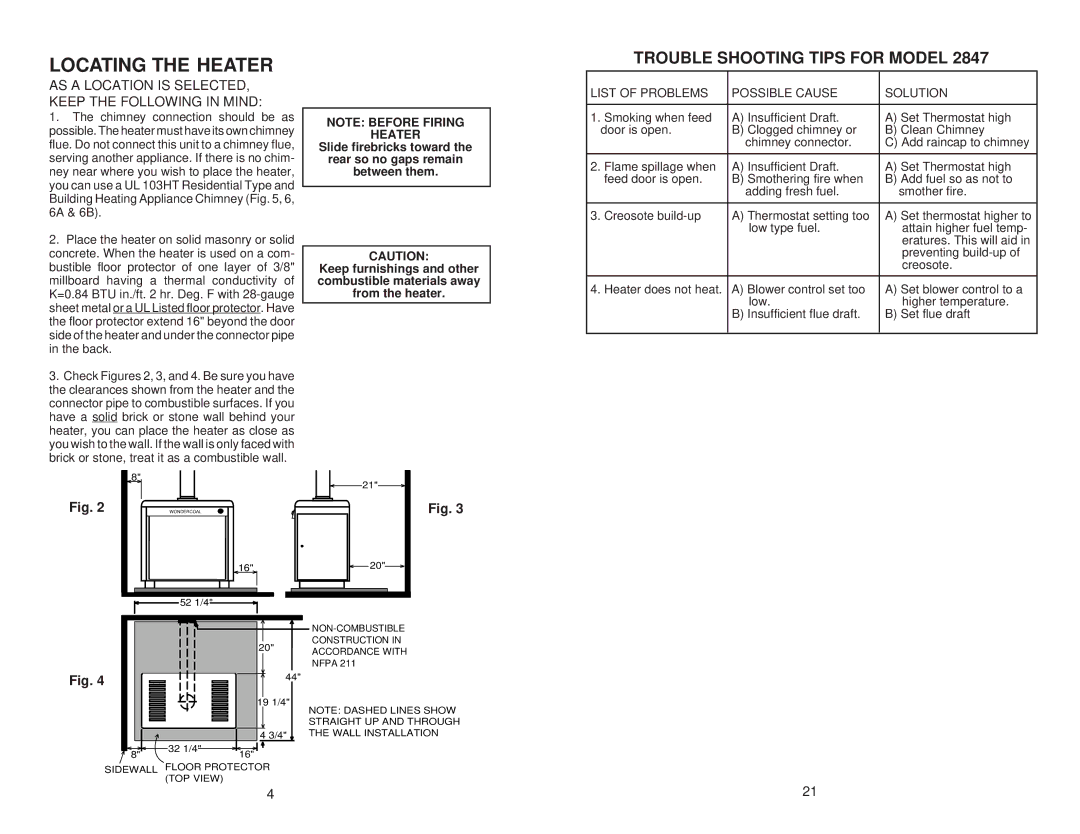 Little Wonder 2847 owner manual Locating the Heater, Trouble Shooting Tips for Model 