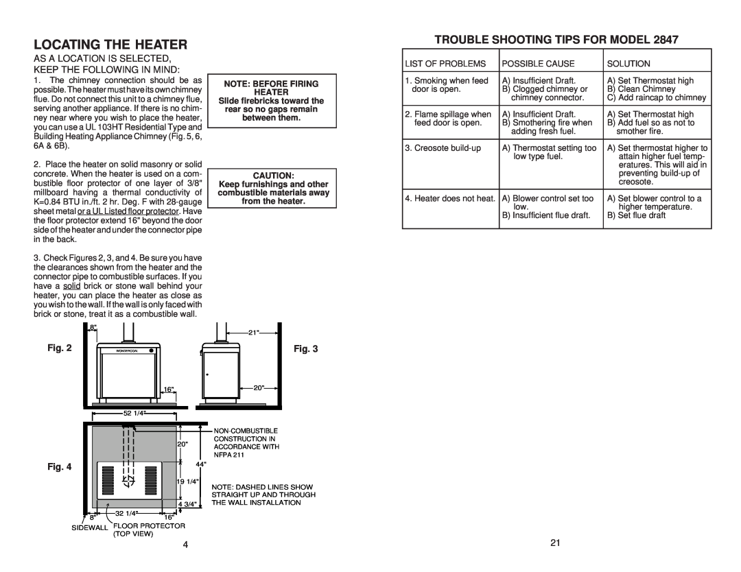 Little Wonder 2847 owner manual Locating The Heater, Trouble Shooting Tips For Model 