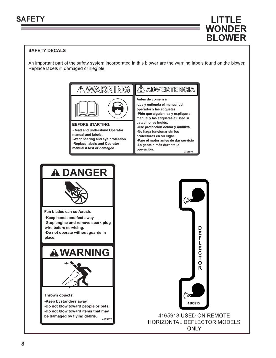 Little Wonder 2/1/1970, 4/1/1970, 3/1/1970, 3/1/2000, 2/1/1990 owner manual Safety Decals, Before Starting 